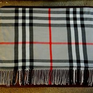 Gray Tartan Plaid Scarf